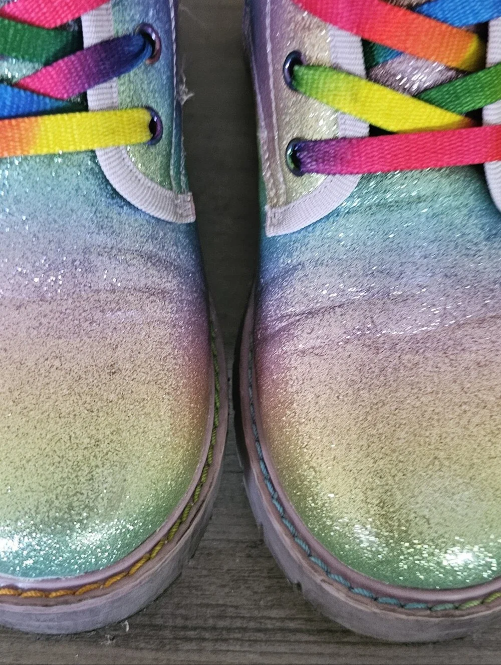 DREAM PAIRS Girls Glitter Combat Ankle Boots 3 Pastel Colorful Purple Rainbow